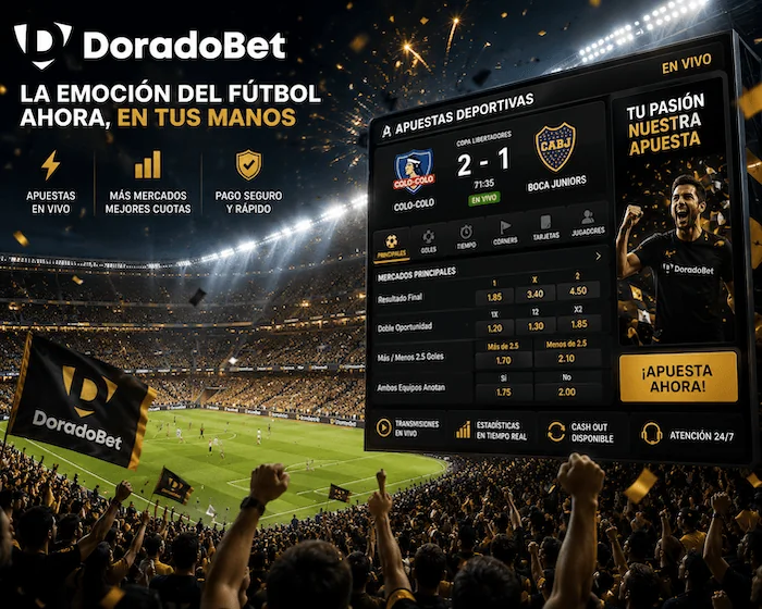 Estadio de fútbol lleno de aficionados y energía con una pantalla digital destacando apuestas deportivas en vivo y cuotas del partido.